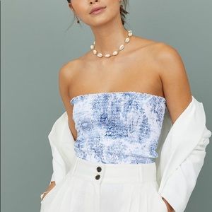 White & Blue Tube Top NWOT